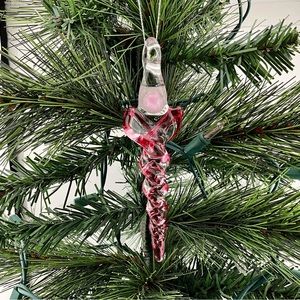 Handmade Ruby Gold Glass Icicle Ornaments